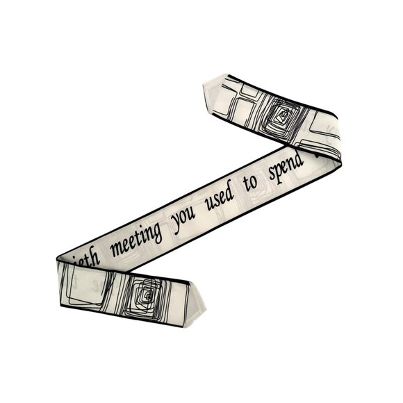 Slim Scarf 34in Black White Artistic Chic Modern Line Print Neck Hair Bag No55 - Picture 4 of 12